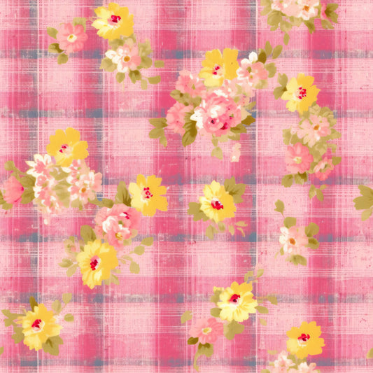 Country Girl Pastel Pink Plaid Pattern 8 Quilting Cotton Fabric