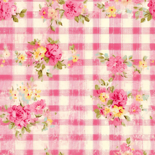 Country Girl Pastel Pink Plaid Pattern 9 Quilting Cotton Fabric