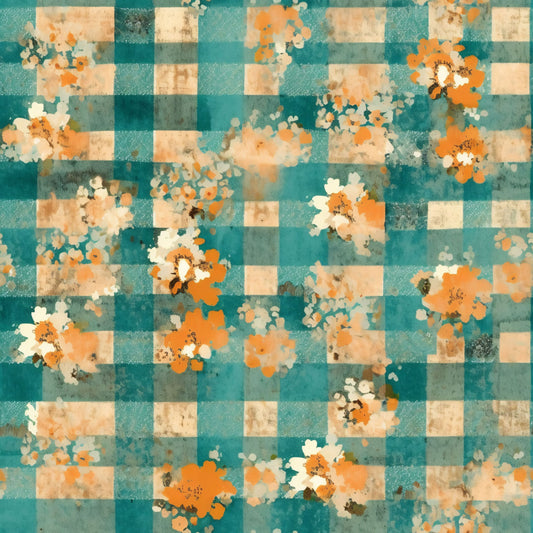 Country Grunge Plaid Florals Pattern 12 Quilting Cotton Fabric