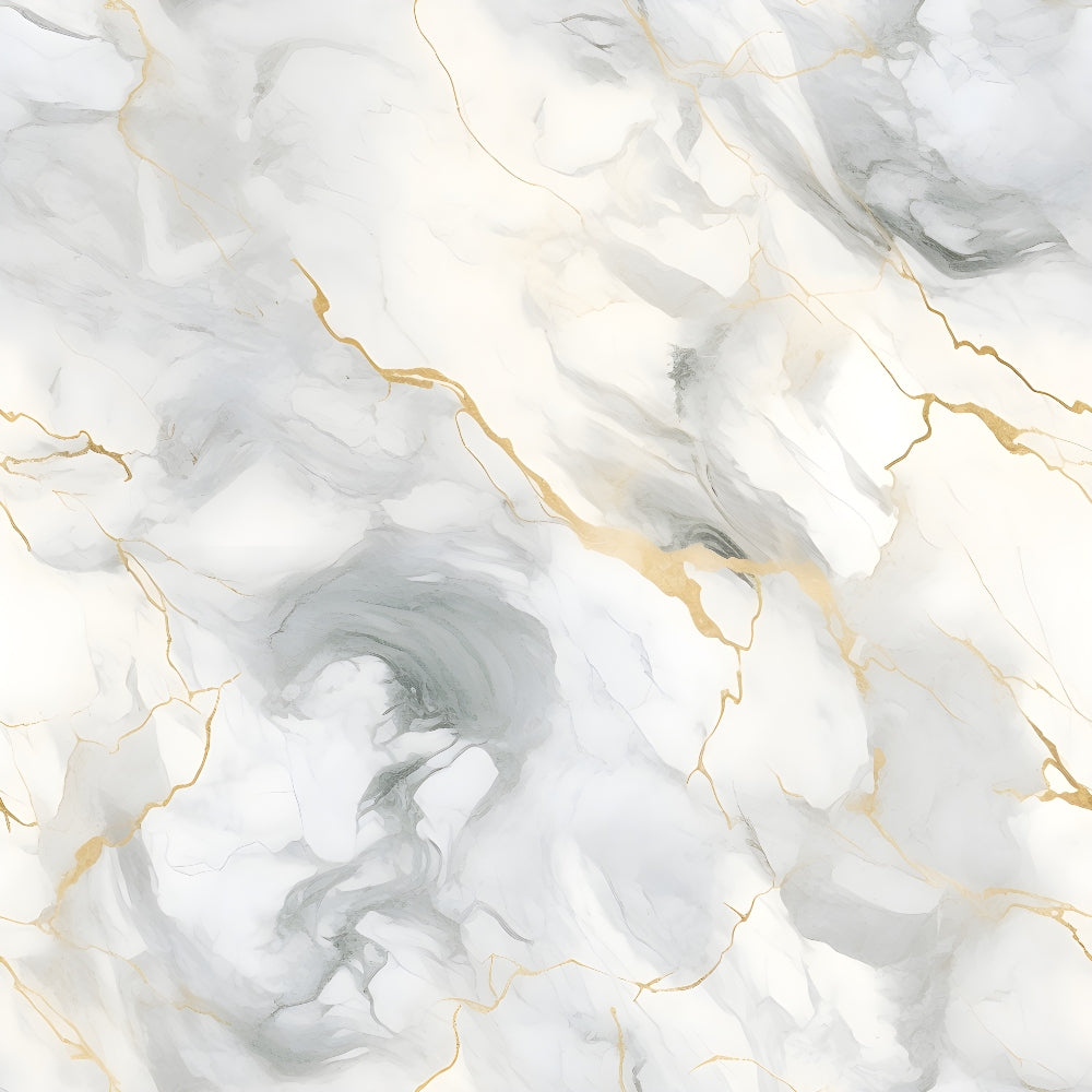 Marble texture with gray and gold veins, creating a swirling pattern on a white background.