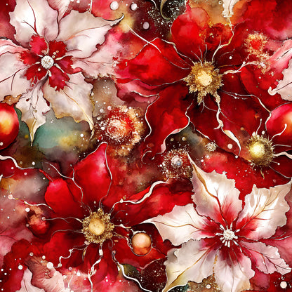 Crimson Blooms And Ivory Pattern 4 Quilting Cotton Fabric