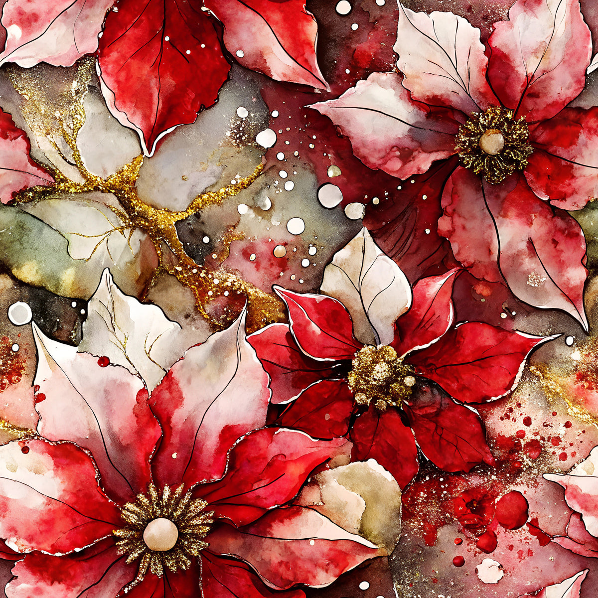 Crimson Blooms And Ivory Pattern 8 Quilting Cotton Fabric