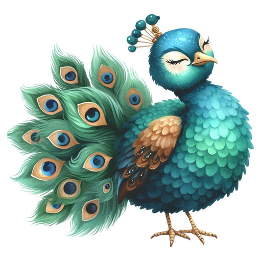 Cute Adorable Peacocks Fabric Panel 15
