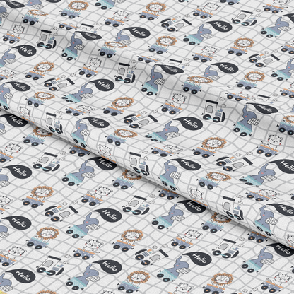 Cute Animal Train Pattern 13 Quilting Cotton Fabric