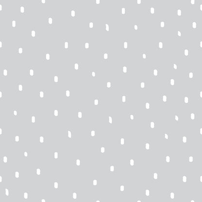 light gray, white dots, polka dot pattern, scattered spots, small circles, random placement, geometric design, simple pattern, cotton fabric, quilting material, neutral colors, minimalist style, subtle texture, crafting fabric, sewing material, monochromatic scheme