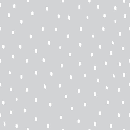 light gray, white dots, polka dot pattern, scattered spots, small circles, random placement, geometric design, simple pattern, cotton fabric, quilting material, neutral colors, minimalist style, subtle texture, crafting fabric, sewing material, monochromatic scheme