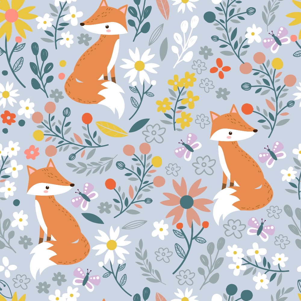 Cute Baby Fox Pattern 1 Quilting Cotton Fabric