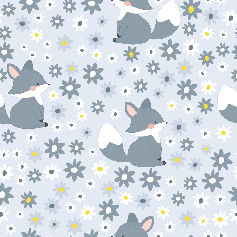 Cute Baby Fox Pattern 2 Quilting Cotton Fabric