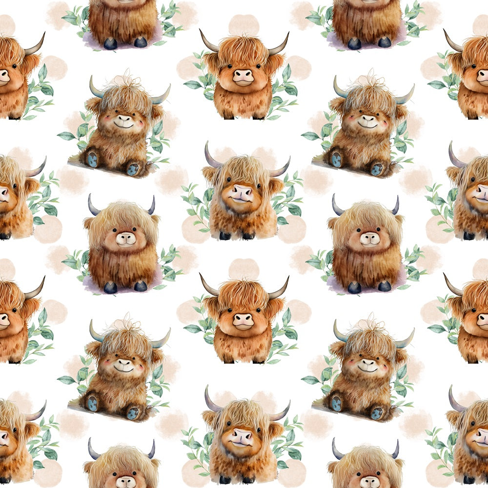 Cute Baby Highland Cows Quilting Cotton Fabric