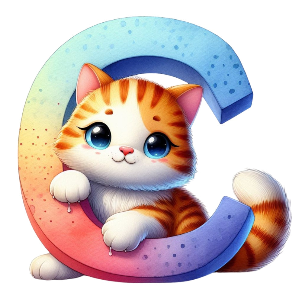 Cute Cats Letter C Fabric Panel