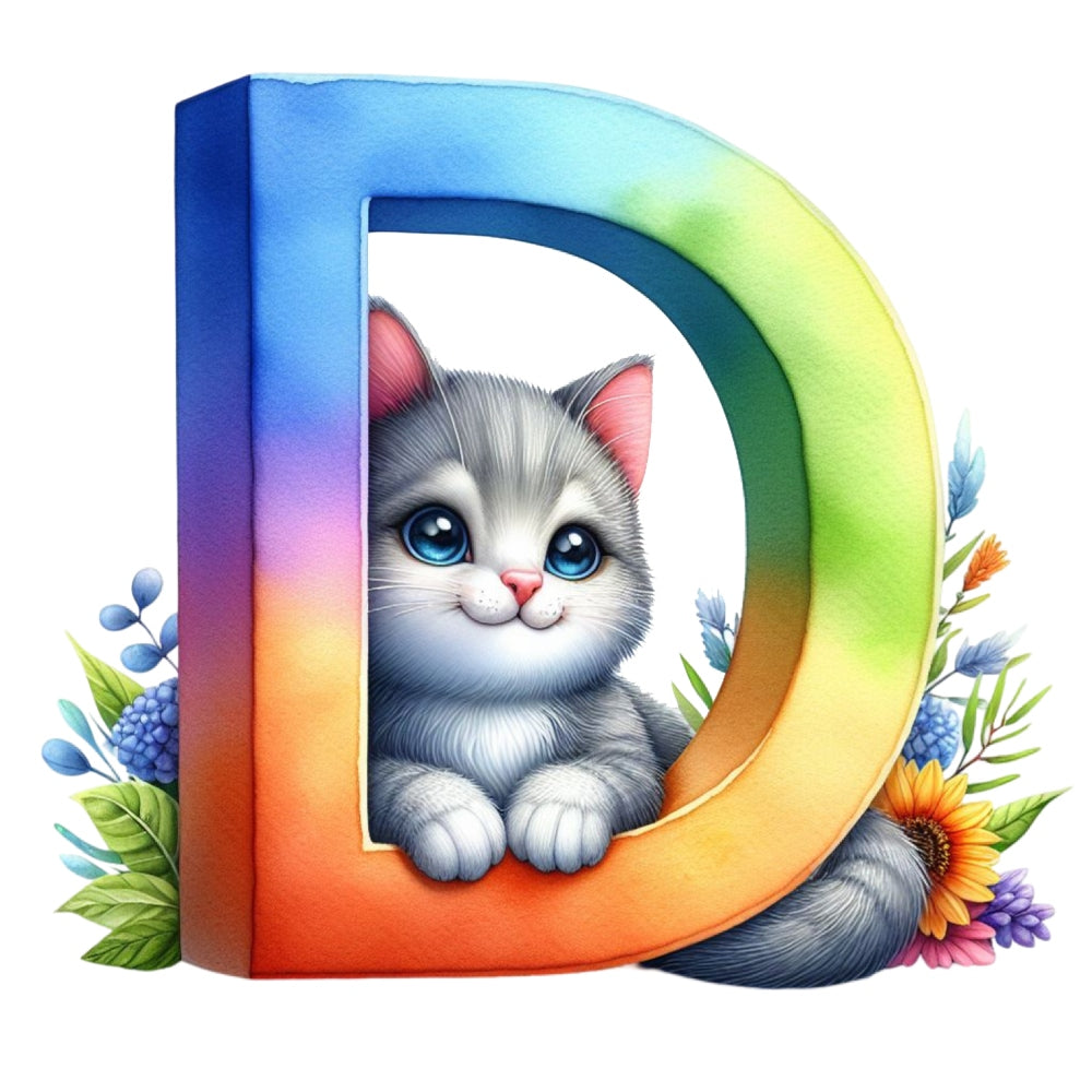 Cute Cats Letter D Fabric Panel