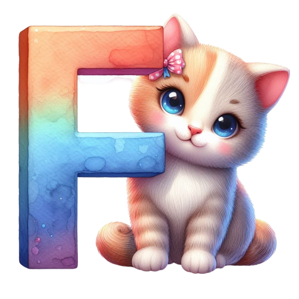 Cute Cats Letter F Fabric Panel