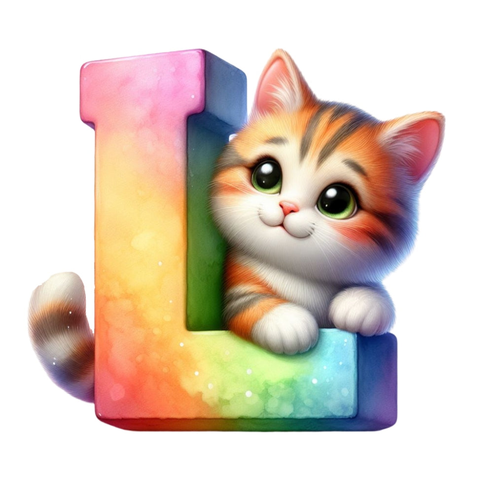 Cute Cats Letter L Fabric Panel