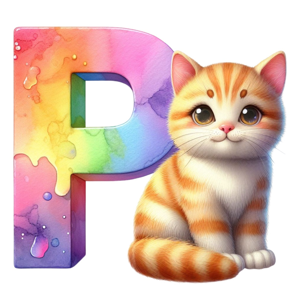 Cute Cats Letter P Fabric Panel