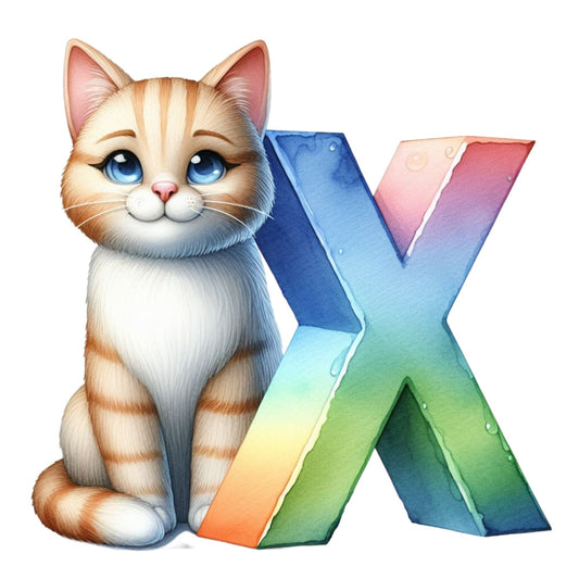 Cute Cats Letter X Fabric Panel