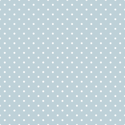 Light blue background with a pattern of evenly spaced small white polka dots.