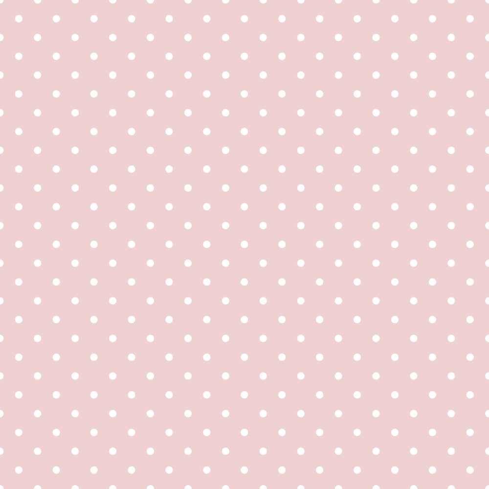 Pink background with evenly spaced small white polka dots in a grid pattern.