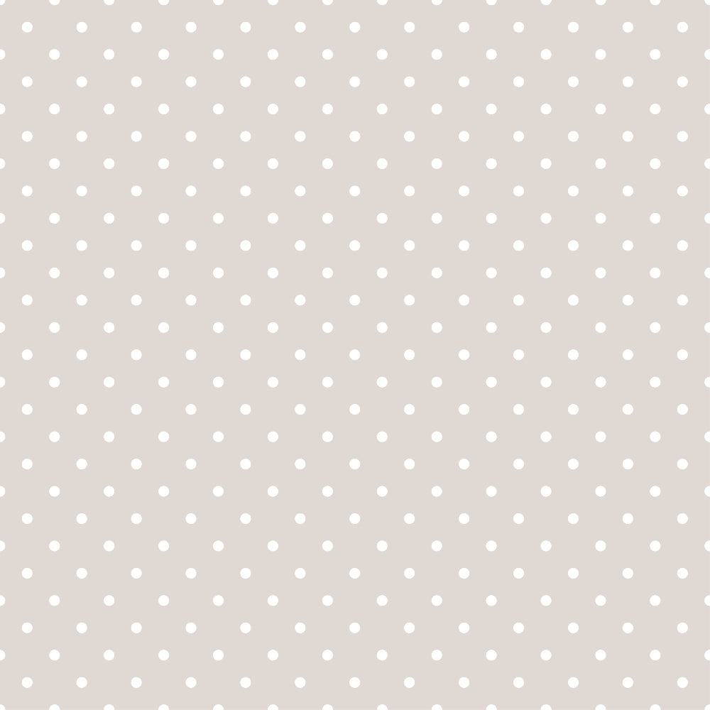 Beige background with a pattern of small white polka dots evenly spaced.