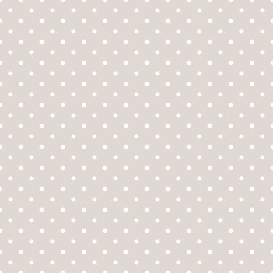 Beige background with a pattern of small white polka dots evenly spaced.