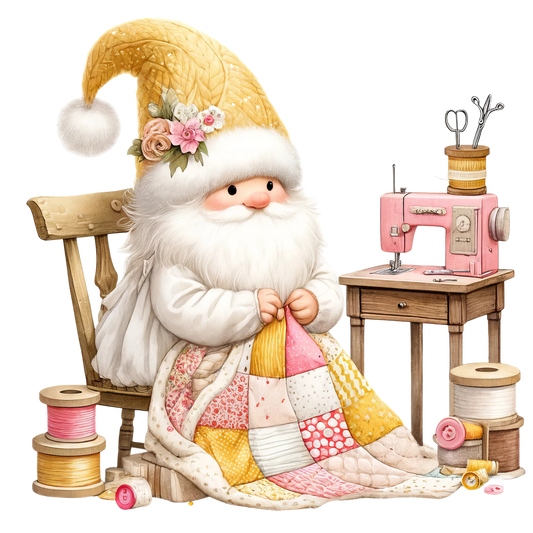 Cute Sewing Gnomes Fabric Panel 21