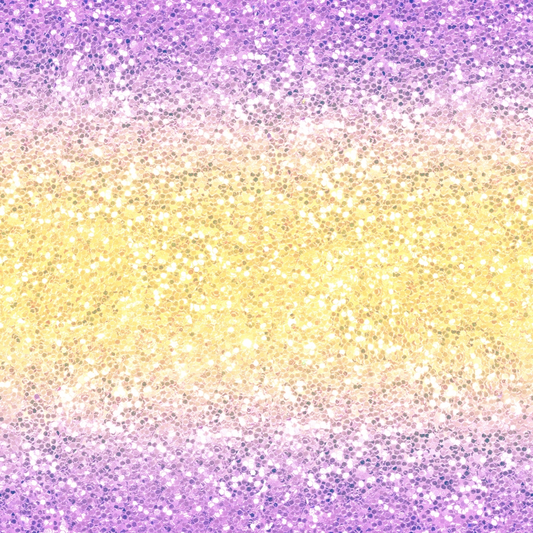 Sparkling gradient background with purple and yellow hues blending horizontally, creating a shimmering effect.