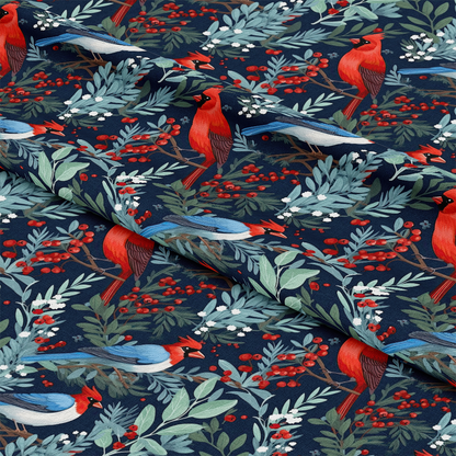 Cute Winter Birds Pattern 10 Quilting Cotton Fabric