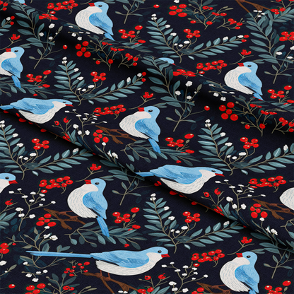 Cute Winter Birds Pattern 4 Quilting Cotton Fabric