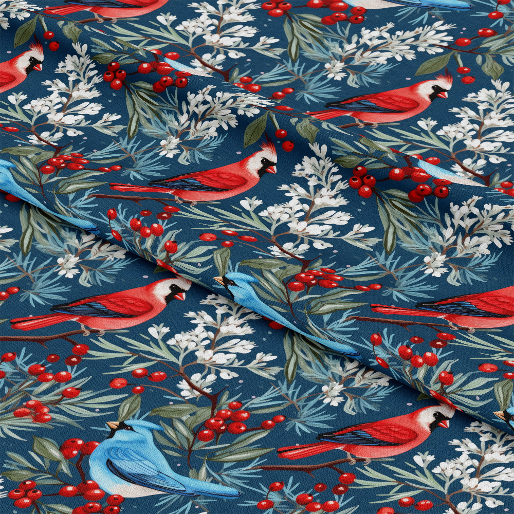 Cute Winter Birds Pattern 5 Quilting Cotton Fabric