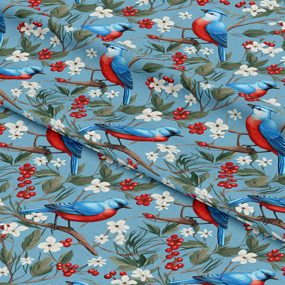 Cute Winter Birds Pattern 9 Quilting Cotton Fabric