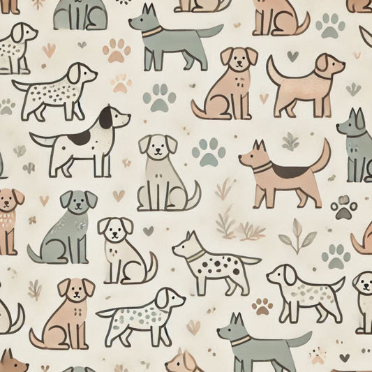 Cute Dog Pattern 12 Quilting Cotton Fabric