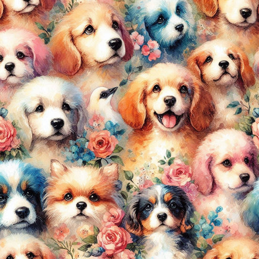 Cute Dog Pattern 14 Quilting Cotton Fabric