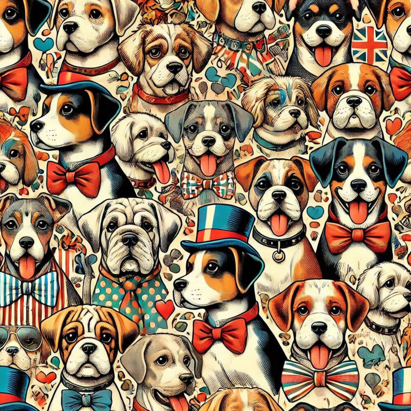 Cute Dog Pattern 17 Quilting Cotton Fabric