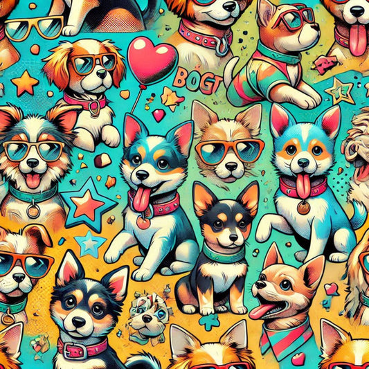Cute Dog Pattern 23 Quilting Cotton Fabric