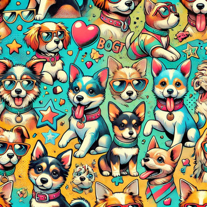 Cute Dog Pattern 23 Quilting Cotton Fabric