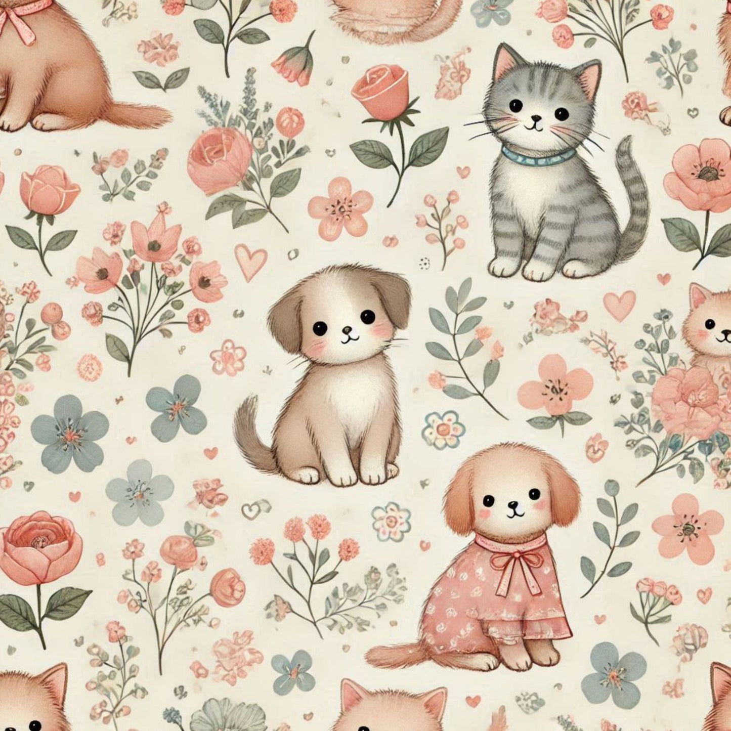 Cute Dog Pattern 25 Quilting Cotton Fabric