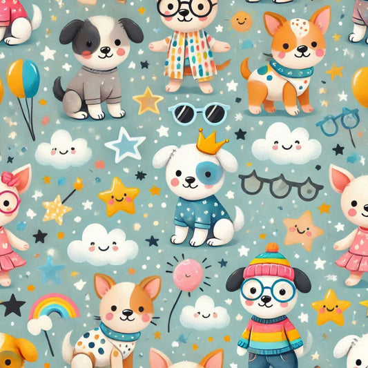 Cute Dog Pattern 4 Quilting Cotton Fabric