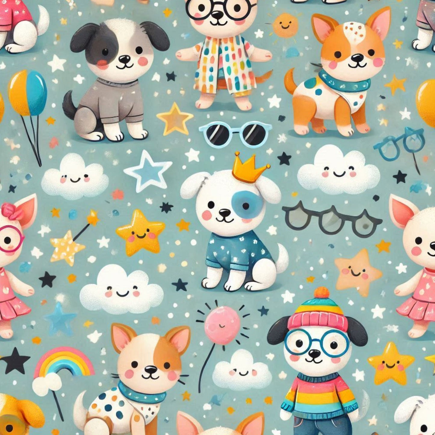 Cute Dog Pattern 4 Quilting Cotton Fabric