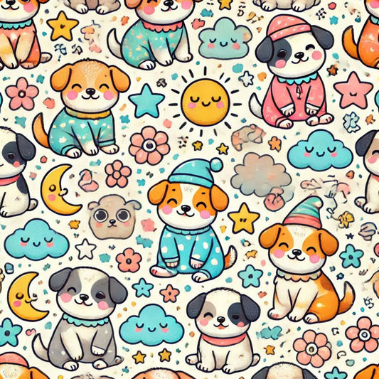 Cute Dog Pattern 5 Quilting Cotton Fabric