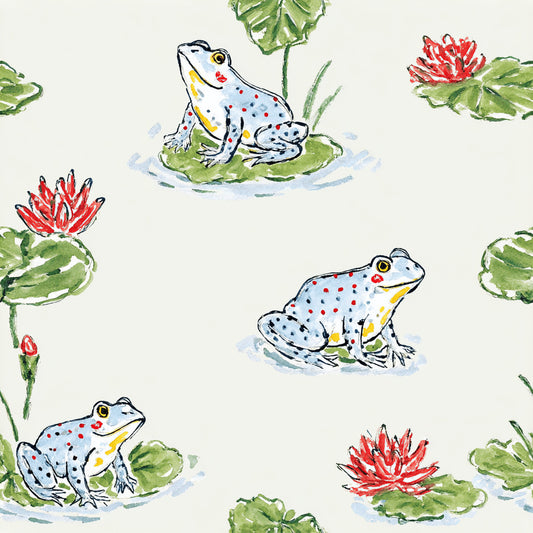 Cute Frog and Lily Pad Pattern 1 Quilting Cotton Fabric