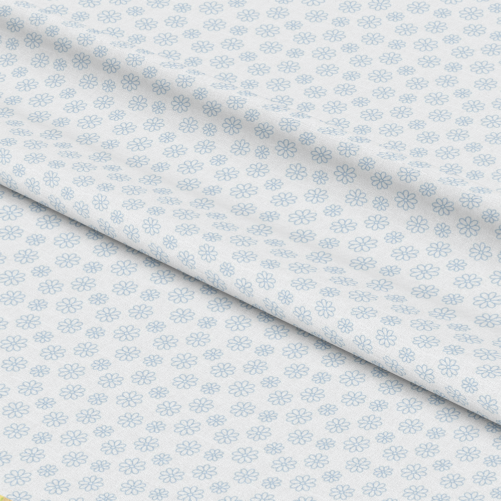 Periwinkle Dreams Daisies Outline on White Quilting Cotton Fabric