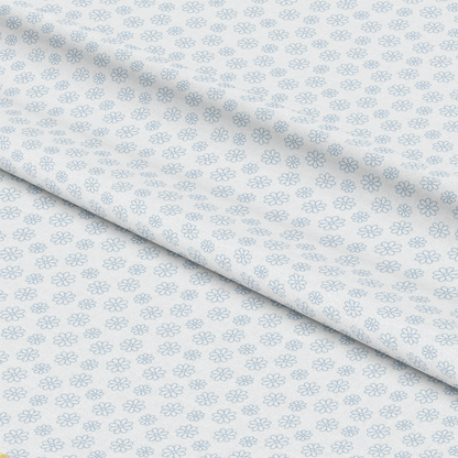 Periwinkle Dreams Daisies Outline on White Quilting Cotton Fabric