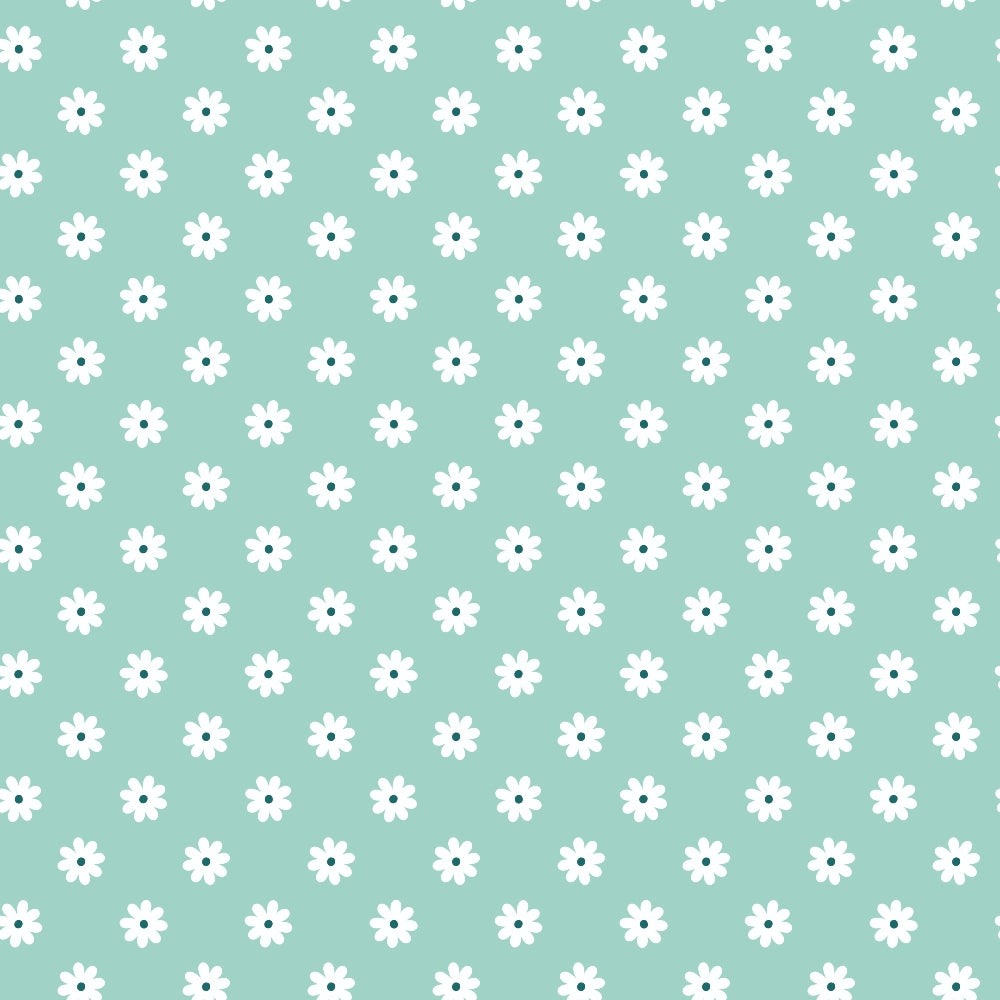 Daisies on Mint Quilting Cotton Fabric