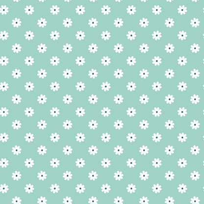 Daisies on Mint Quilting Cotton Fabric