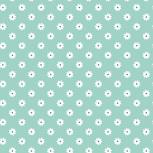 Daisies on Mint Quilting Cotton Fabric