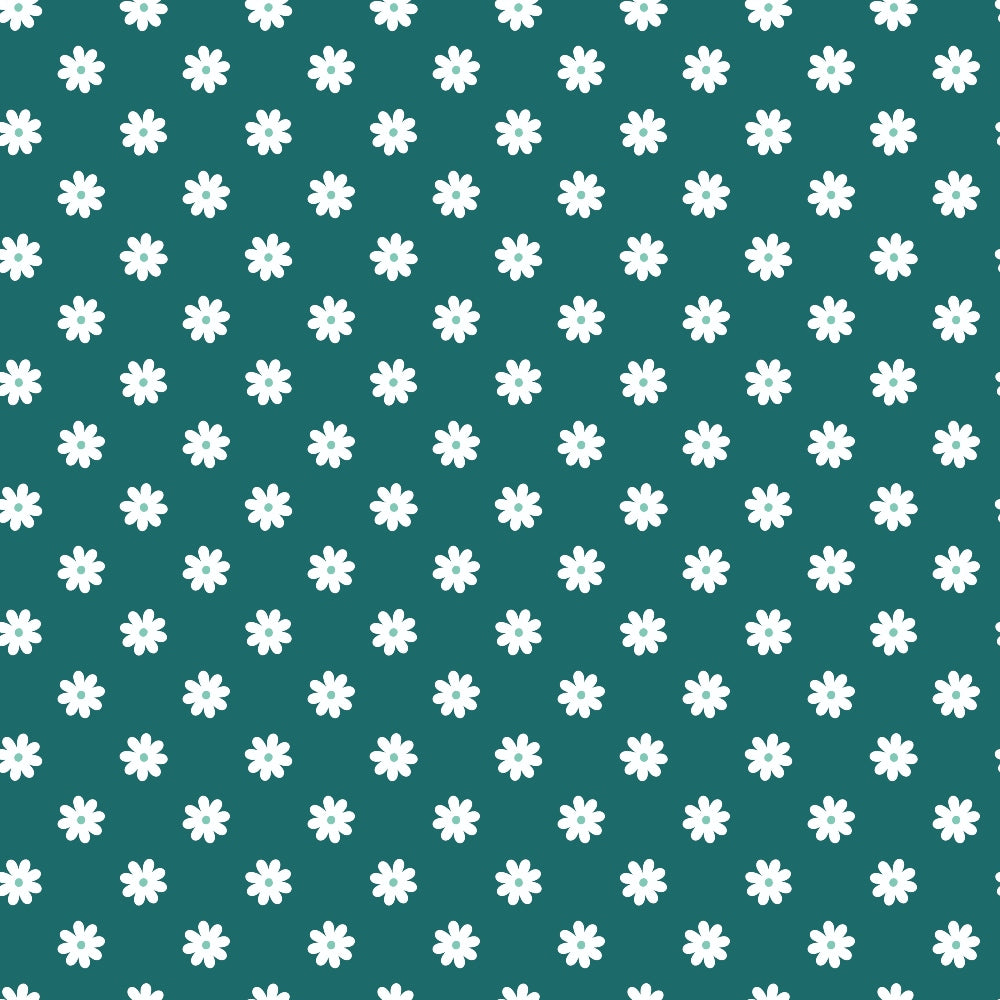 Daisies on Teal Quilting Cotton Fabric