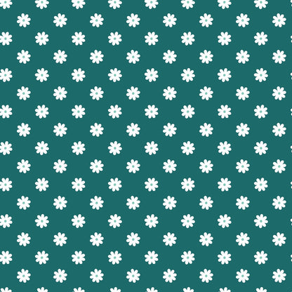 Daisies on Teal Quilting Cotton Fabric