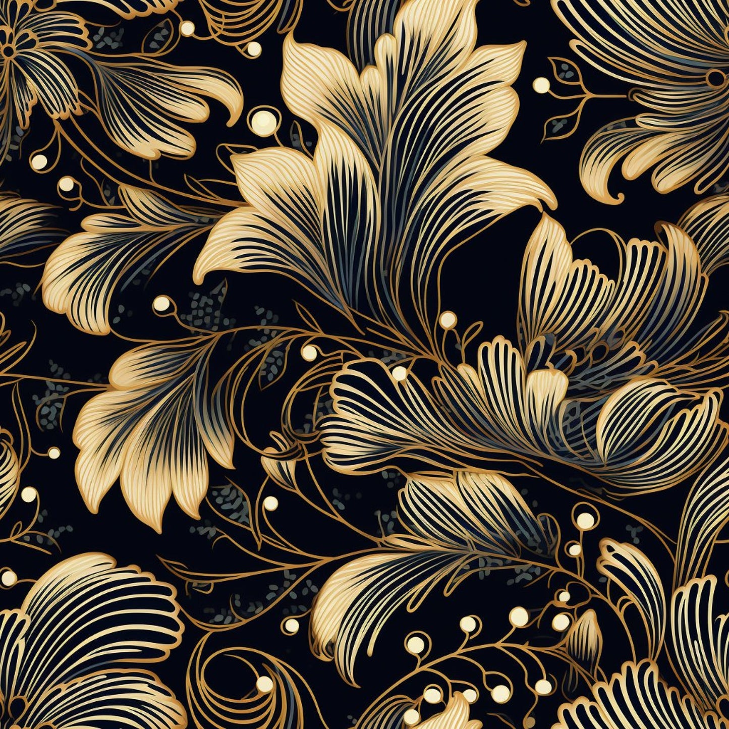 Dark Black Moon Pattern 10 Quilting Cotton Fabric