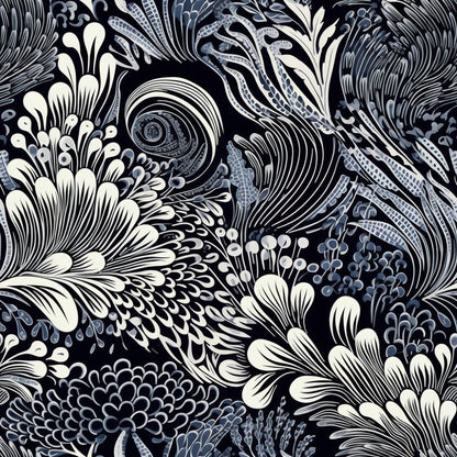 Dark Black Moon Pattern 11 Quilting Cotton Fabric