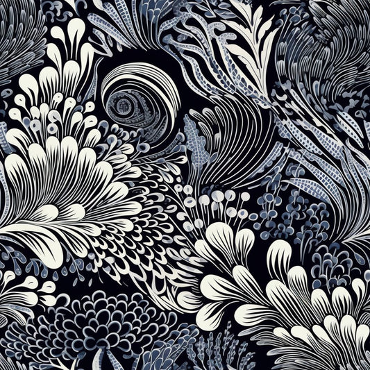 Dark Black Moon Pattern 11 Quilting Cotton Fabric