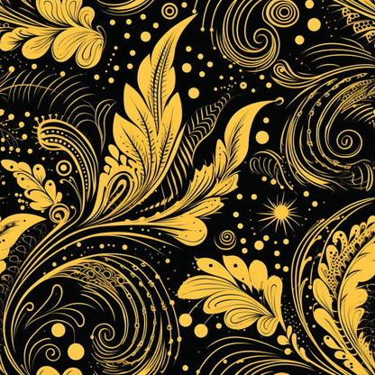 Dark Black Moon Pattern 4 Quilting Cotton Fabric